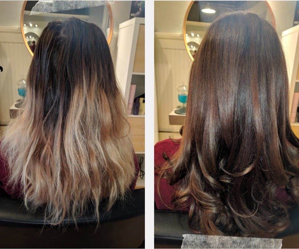 Before and after blonde to brunette