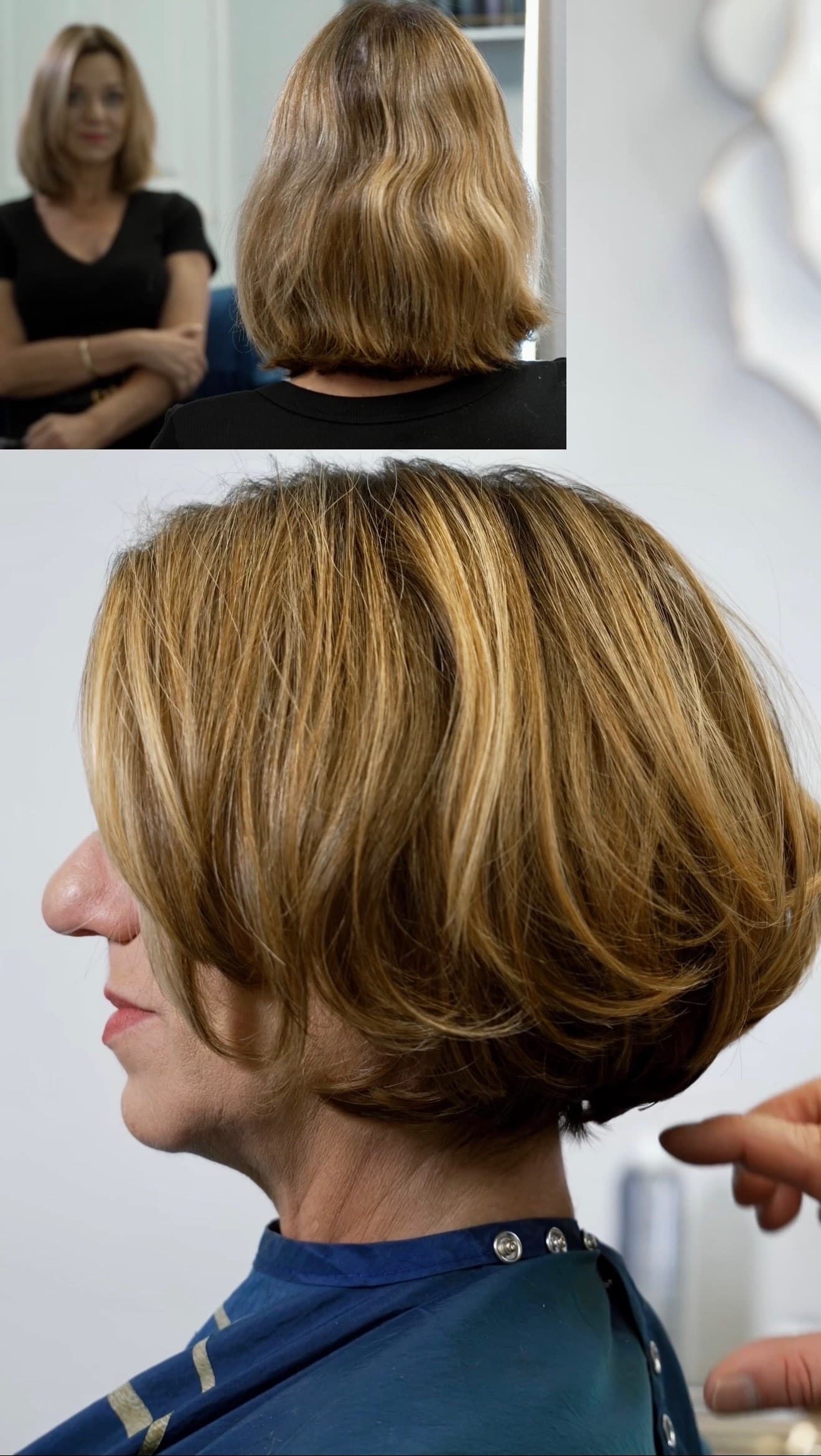 Before and after textured bob